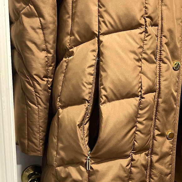 Planet Ladies Faux Fur Hooded Cognac Zippered Down Filled Puffer Coat - Sz 10 - Picture 14 of 14